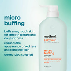 body wash tonic - micro buffing, bamboo dust, AHA + PHA, 17 fl oz