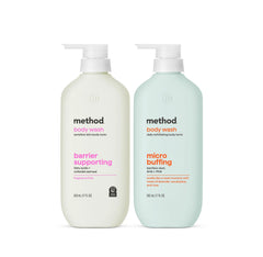 soft radiance barrier supporting + micro buffing body wash tonic bundle, 34 fl oz