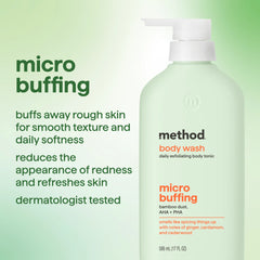 body wash tonic - micro buffing, bamboo dust , AHA + PHA, 17 fl oz