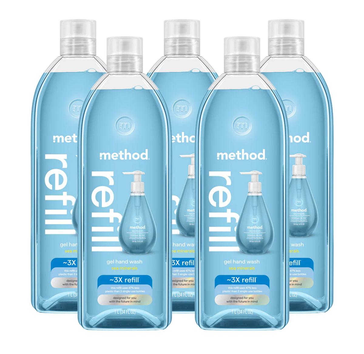 sea minerals gel hand wash refill 5-count bundle, 170 fl oz