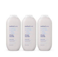 simply nourish body wash 3-count bundle, 54 fl oz